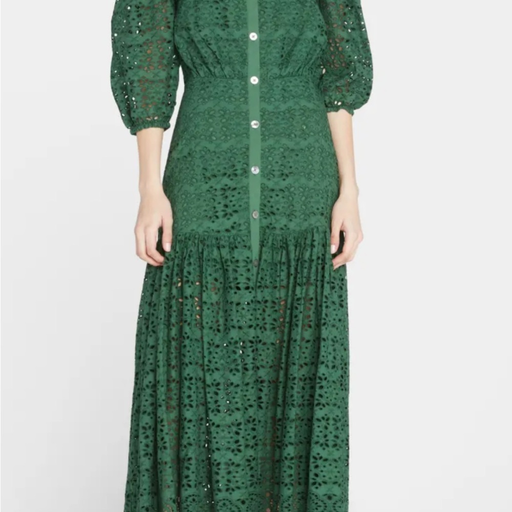 Veronica Beard Green Lace Long Sleeve Dress